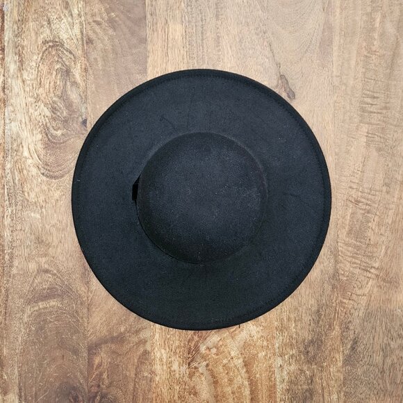 Nordstram Rack Wide-Brim Hat Womens Black Felt Rounded Crown NWOT - Picture 2 of 7